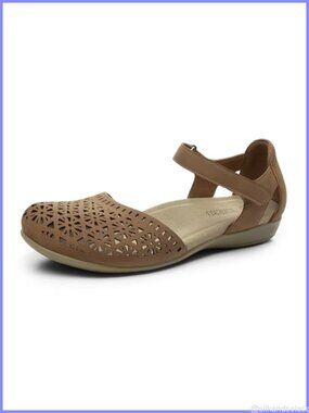 PU Leather Closed Toe Flat Sandals Cutout Ankle Strap Casual